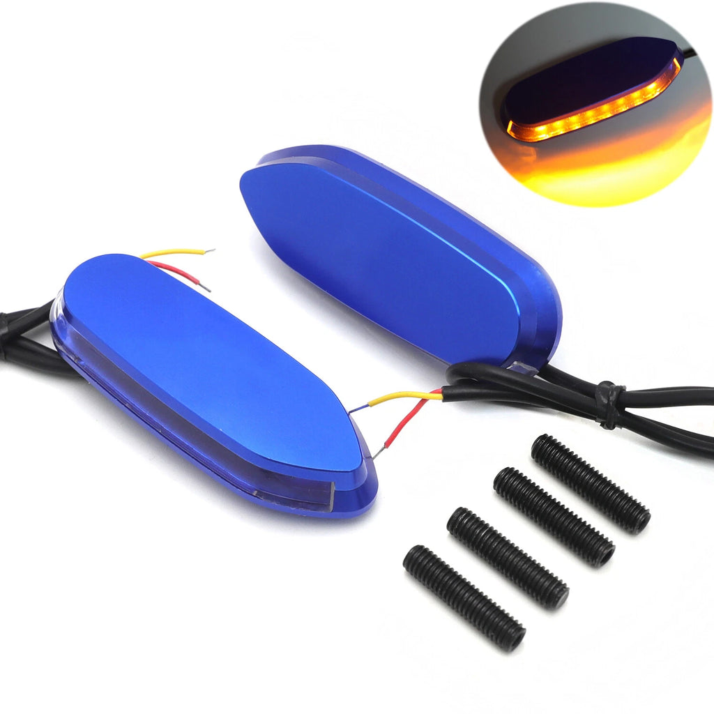 LED Blue Mirror Block Off Base Plate for Suzuki GSXR1000 (2005–2008), GSXR600 (2006–2012), GSXR750 (2006–2012)