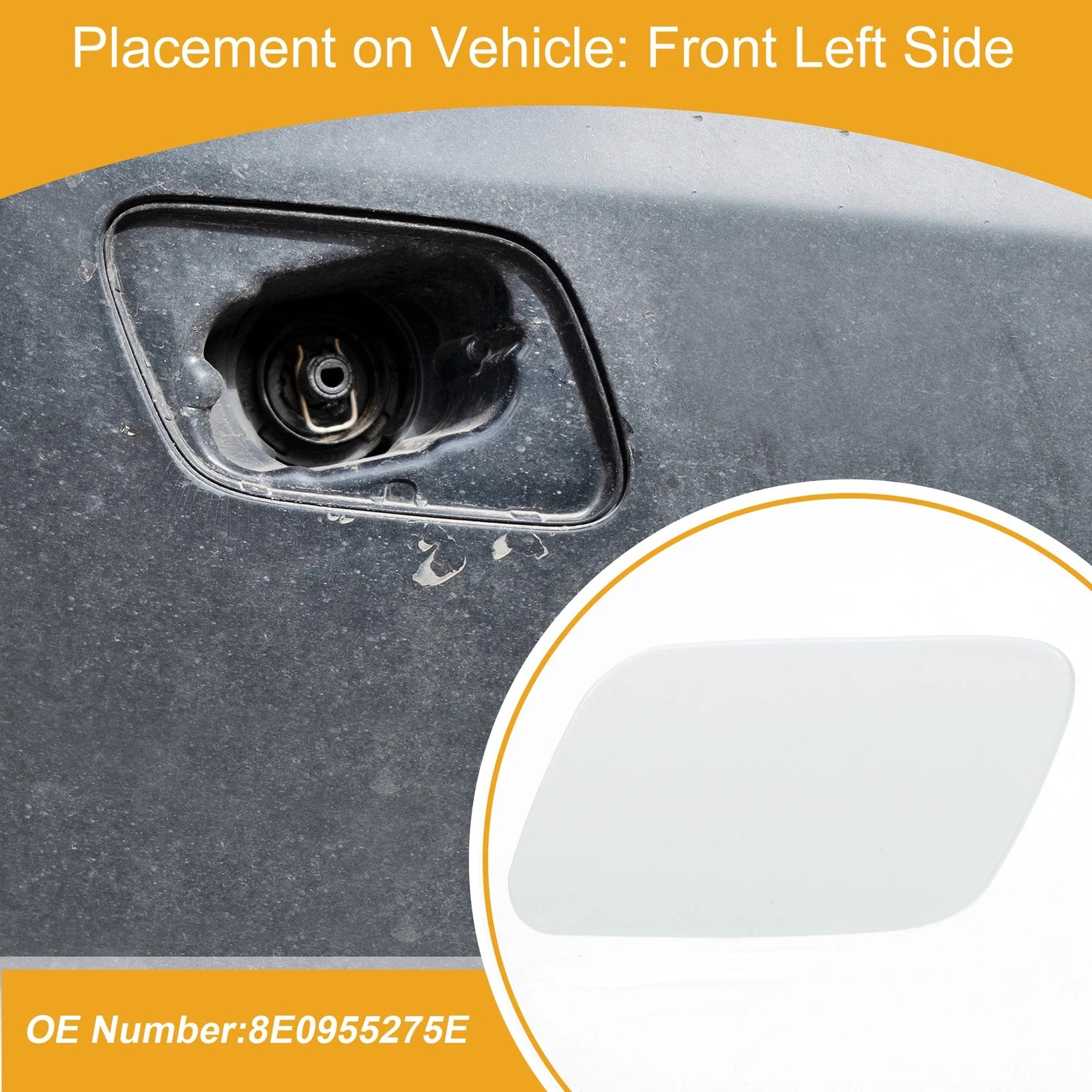 Front Left Washer Nozzle Cover Cap for Audi A4 (2005–2008) 1 Pcs White