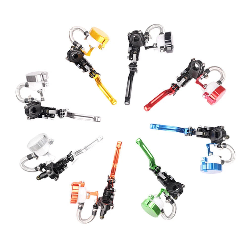 7/8" 22mm Universal Fluid Reservoir Brake Master Cylinder Clutch Levers Green Red