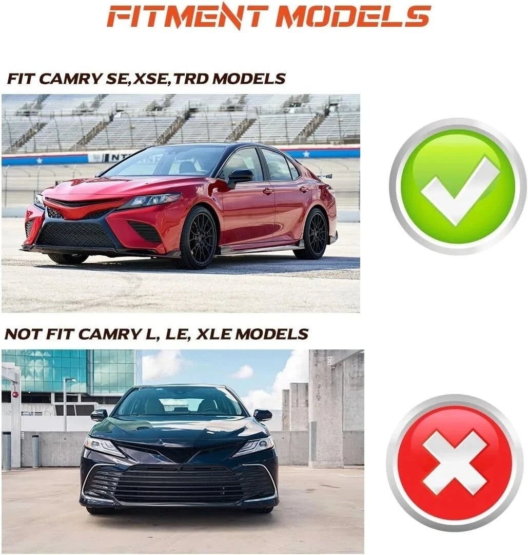 Side Skirts Extension for Toyota Camry SE XSE (2018–2024) Gloss Black w/Red Line