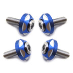 Set of 4 Silver Tone Blue Alloy License Plate Bolts 6mm for Universal Fit