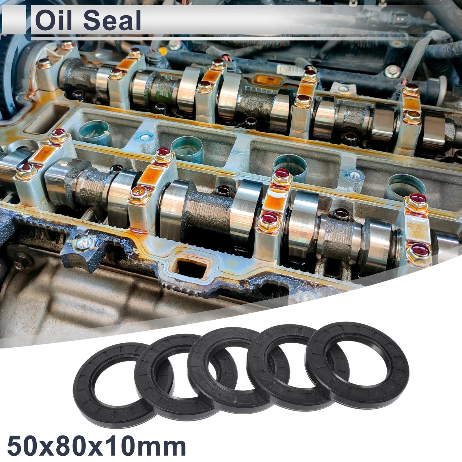 Set of 5 Oil Seal Rotary Shaft Seal NBR Rubber 50x80x10mm