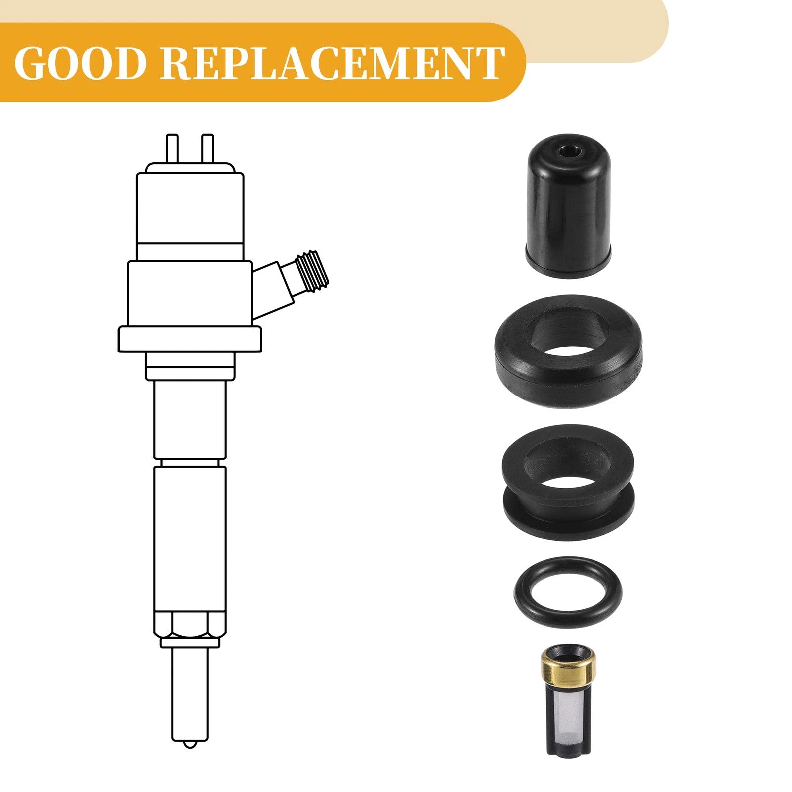 Set of 4 Fuel Injector Seal O Rings for Toyota Cressida (1988) NBR Rubber Black