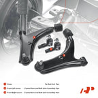 Set of 4 Front Lower Control Arms with Ball Tie Rod Ends for Chevrolet Metro (1998–2001)