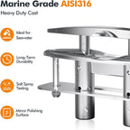2Pcs 6" Stainless Steel 316 Pull Up Cleat for Boat Dock Mooring