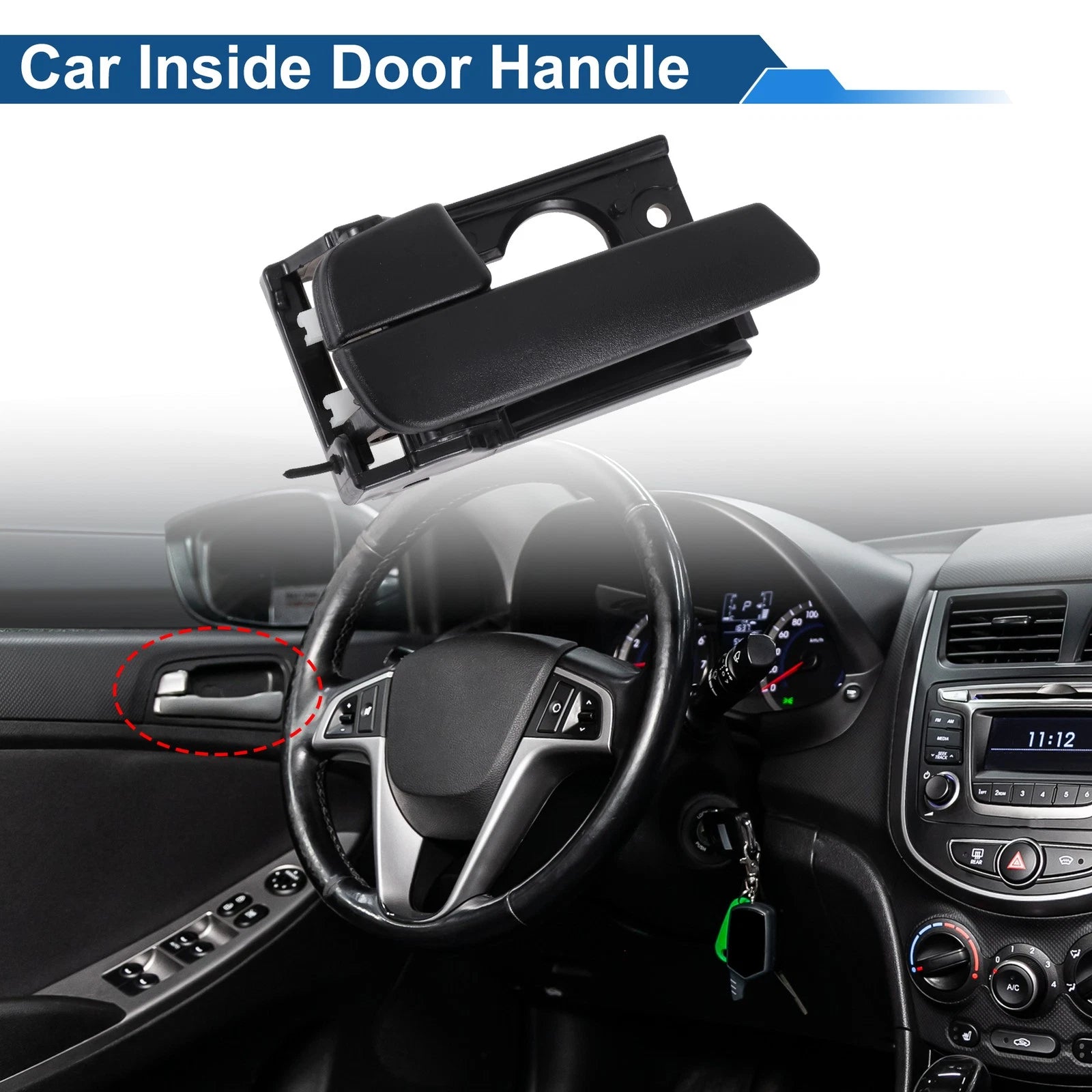 Rear Left Passenger Side Interior Door Handle for Kia Rio (2012–2017) No. 836101G000 Black