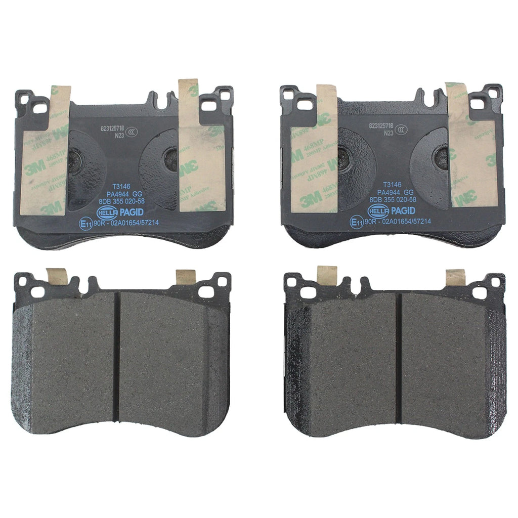 Set of 4 Hella Front Low-Metallic Disc Brake Pads for MB C257 W213 C238 W222