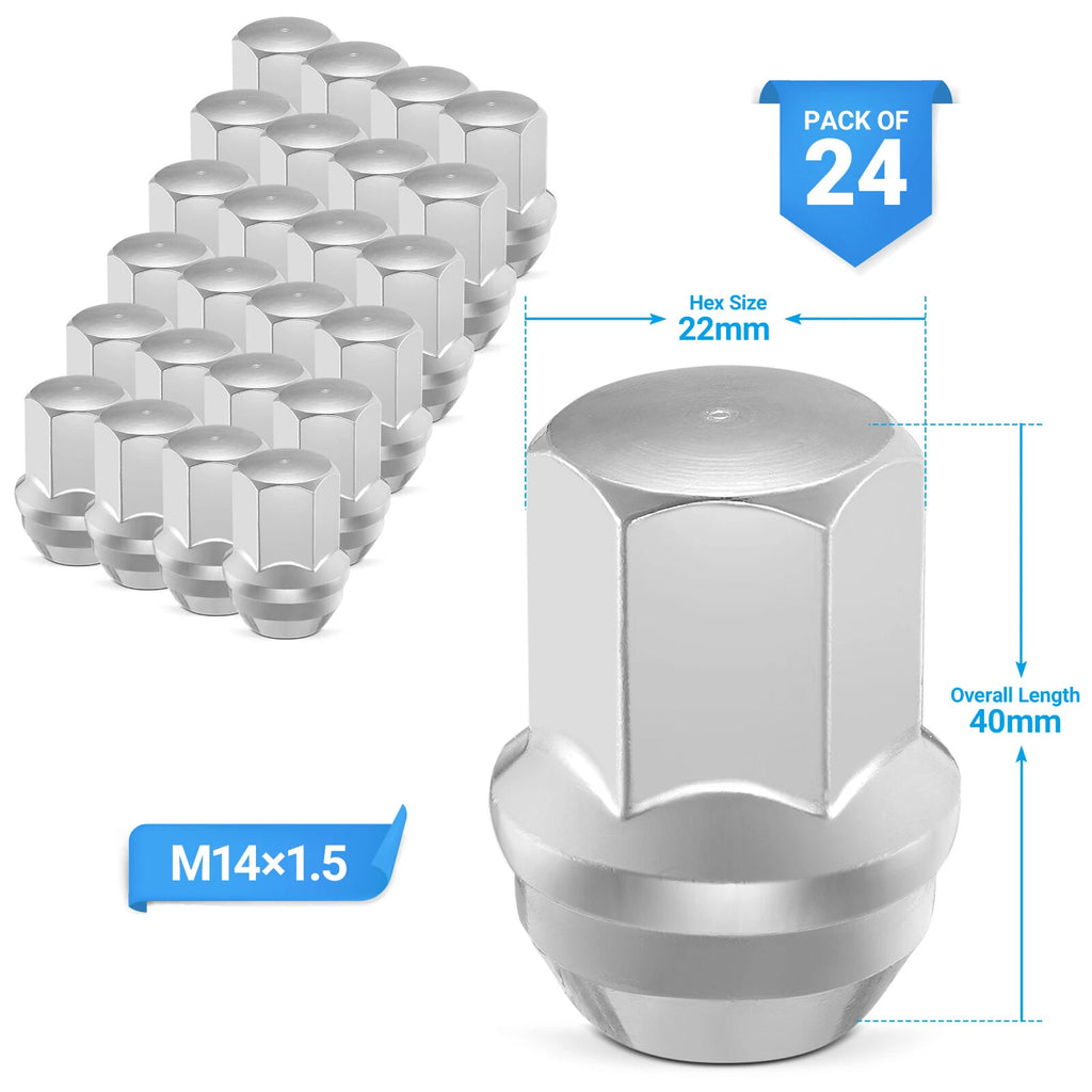 Acorn Seat Lug Nuts for Chrysler Dodge Jeep Ram 1500 (M14x1.5) (2015–2020)