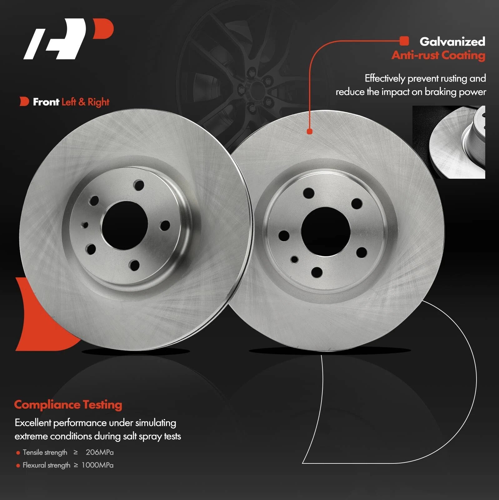 Front Disc Brake Rotors for Ford Fusion (2013–2020) Lincoln MKZ (2013–2016)