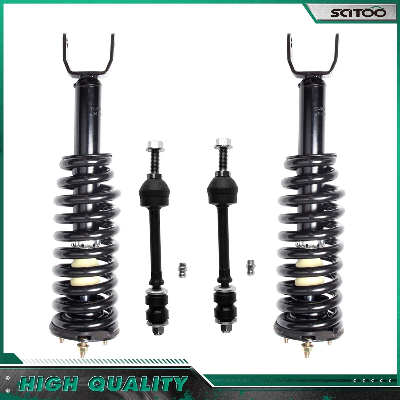 Set of 2 Front Struts & Sway Bar Links for Dodge Dakota, Mitsubishi Raider (2005–2009)