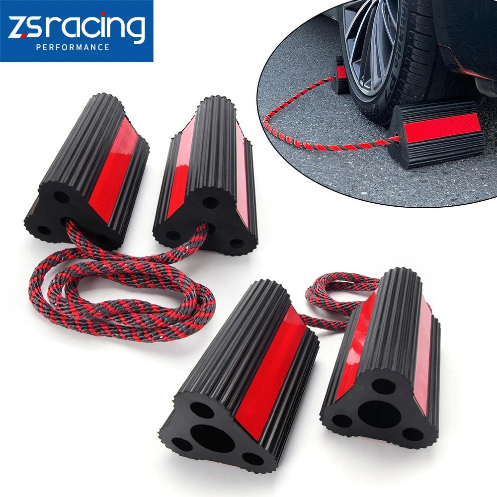 Set of 4 Heavy-Duty Rubber Wheel Chocks – Non-Slip