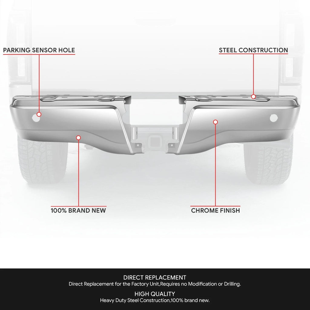 Chrome Rear Bumper End Caps Pair for Ford Ranger (2019–2023) w/ Sensor Holes