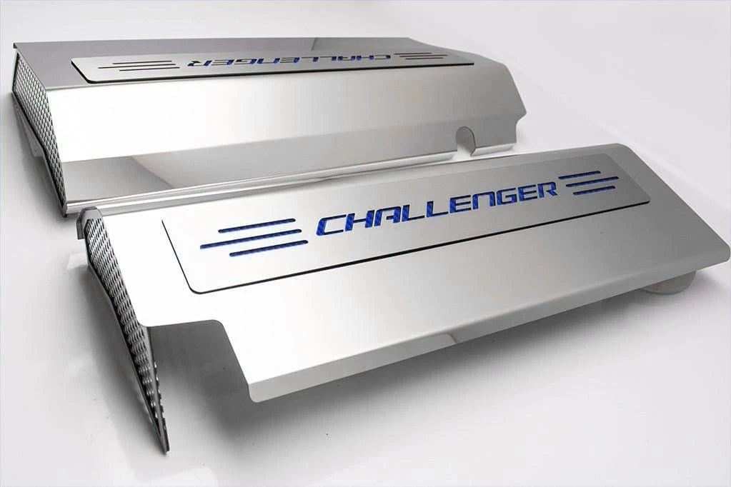 Fuel Rail Covers Replacement Blue CF Vinyl Inlay for Dodge Challenger (2008–2011)