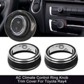 2X Black AC Climate Control Ring Knob Trim Cover for Toyota RAV4 (2019–2020)