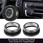2X Black AC Climate Control Ring Knob Trim Cover for Toyota RAV4 (2019–2020)