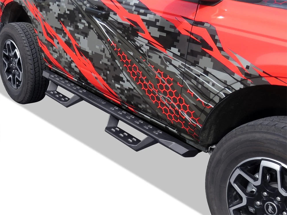 Black Overland Slider Drop Steps for Ford Bronco 4-Door (2021–2026)