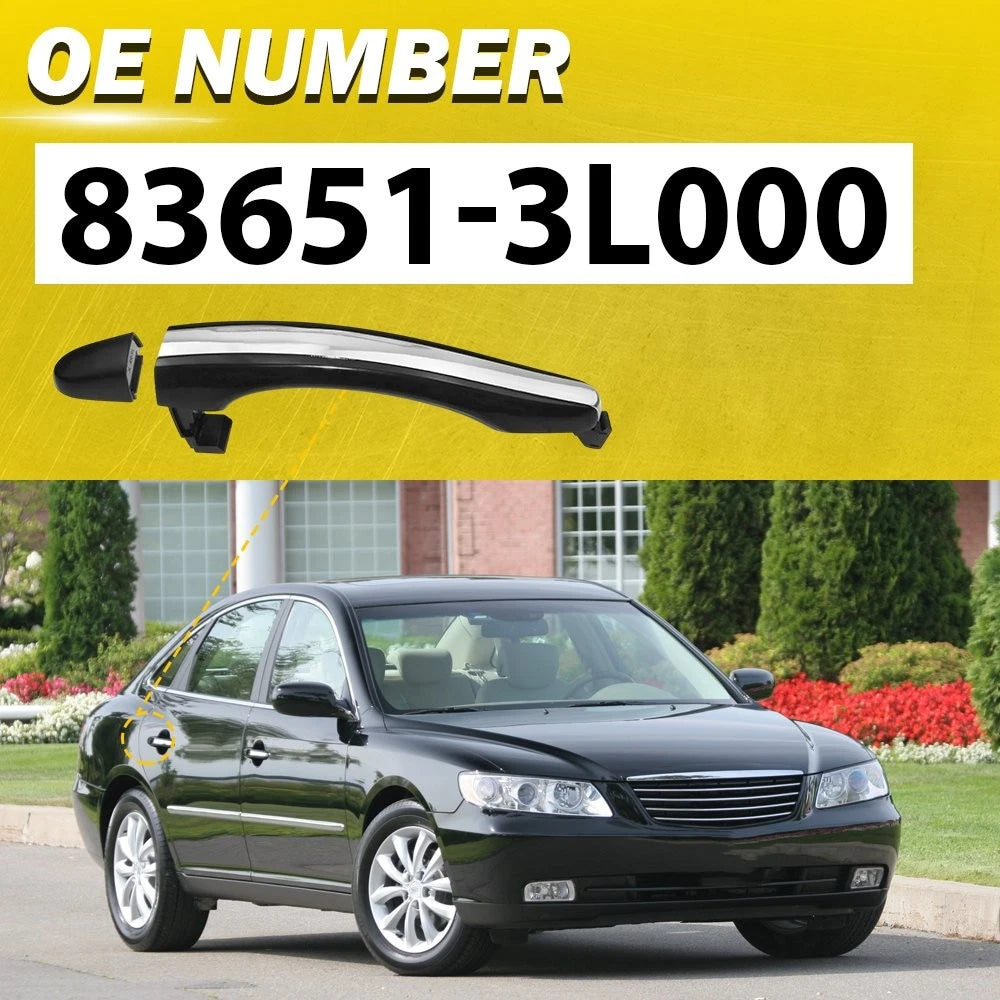 2 Rear Exterior Door Handles for Hyundai Azera (2006–2011) Primed Plastic