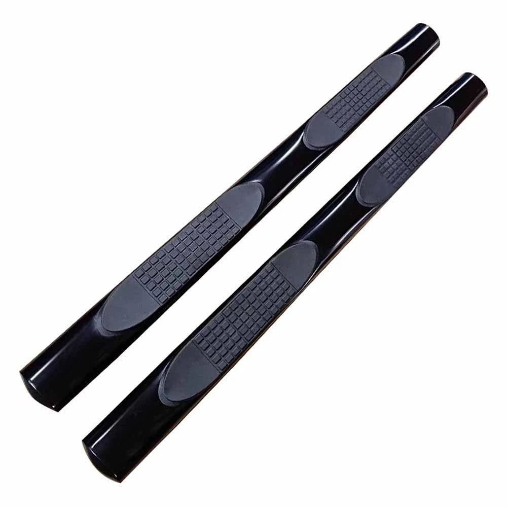 Black 4in Oval Straight Tube w/Step Pads Step Nerf Bar for 2019 Ram 1500 Ext Cab