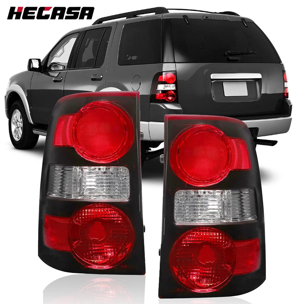 2Pcs Halogen Tail Lights for Ford Explorer (2006–2010) Clear Red Lens