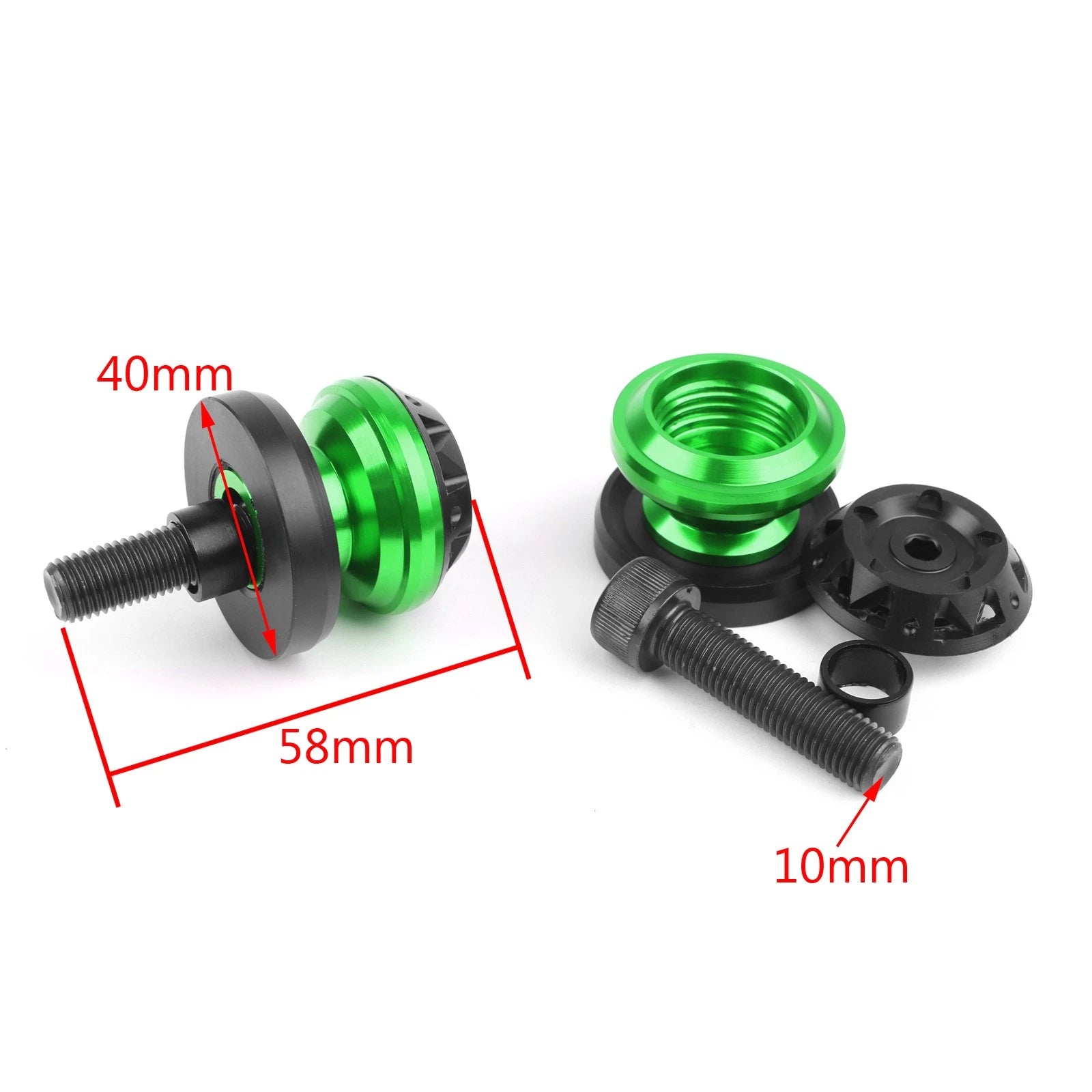CNC 10mm Swingarm Sliders Spools for Kawasaki Ninja 250R 650R (2008–2018)