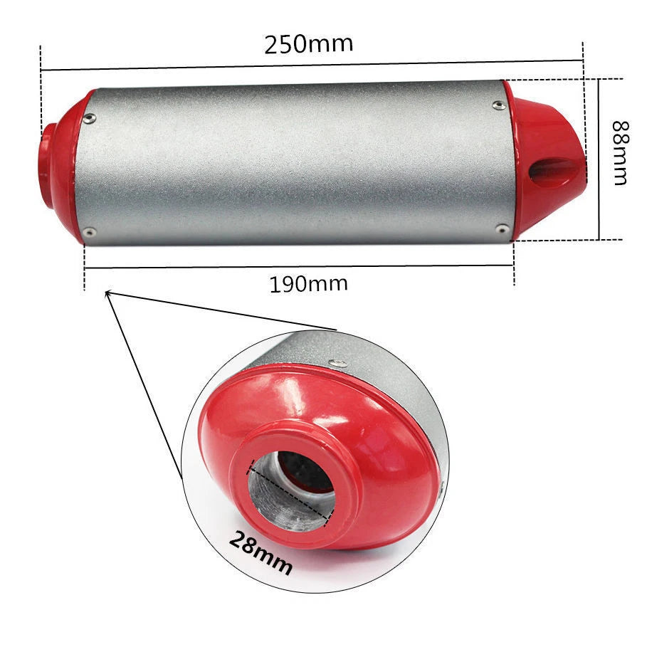 28mm Aluminum Exhaust Muffler for CRF50 XR50 KLX SSR (50cc–125cc)