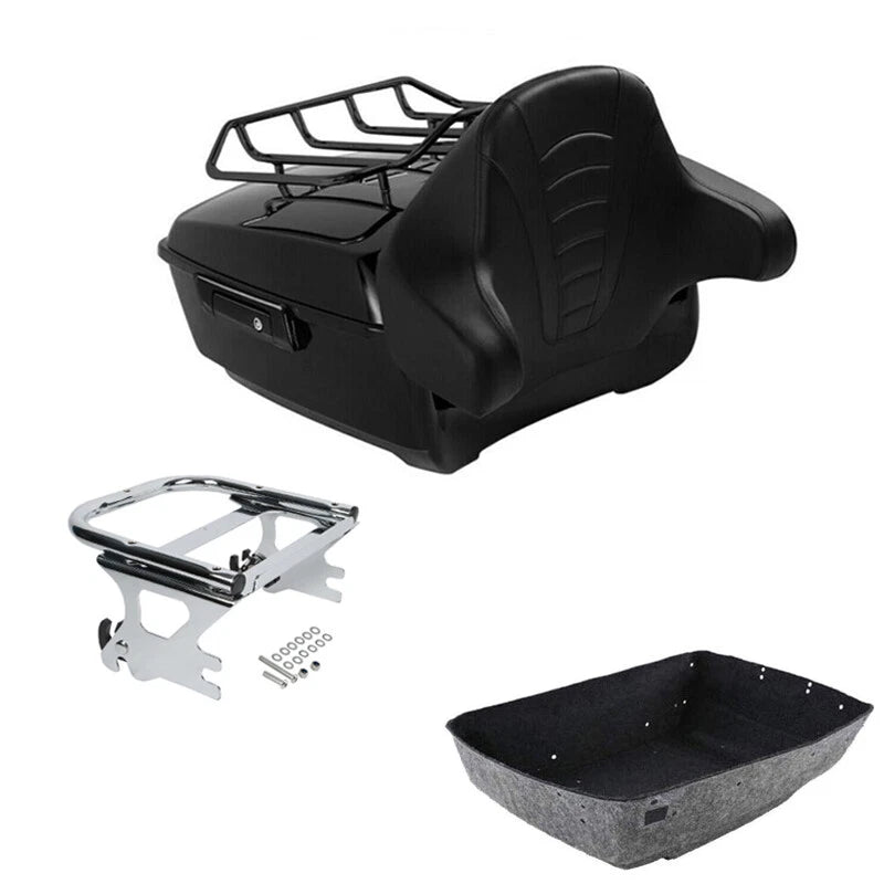 2X King Trunk Black 2 Up Rack for Harley Touring Electra Glide (1997–2008)