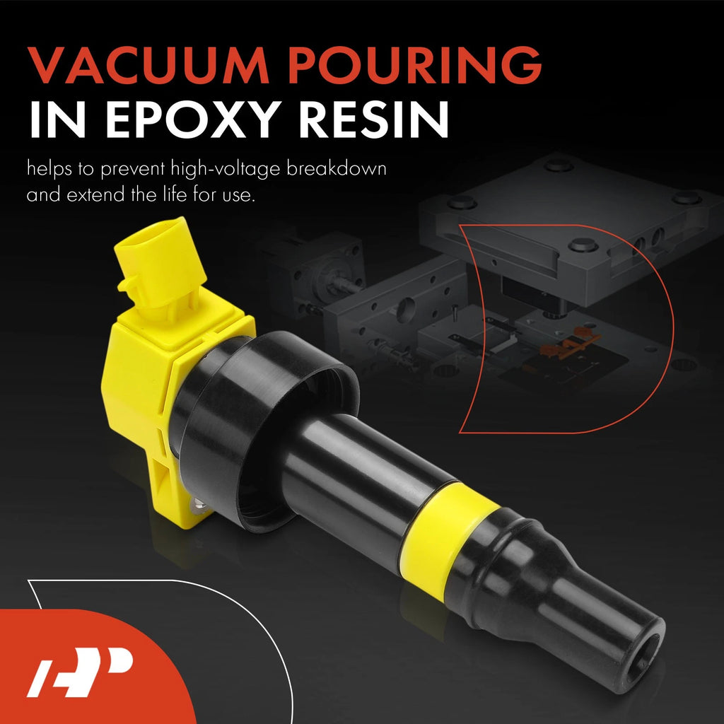 Set of 4 Yellow Ignition Coils for Kia Soul (2012–2019) Hyundai Accent Veloster