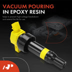 Set of 4 Yellow Ignition Coils for Kia Soul (2012–2019) Hyundai Accent Veloster