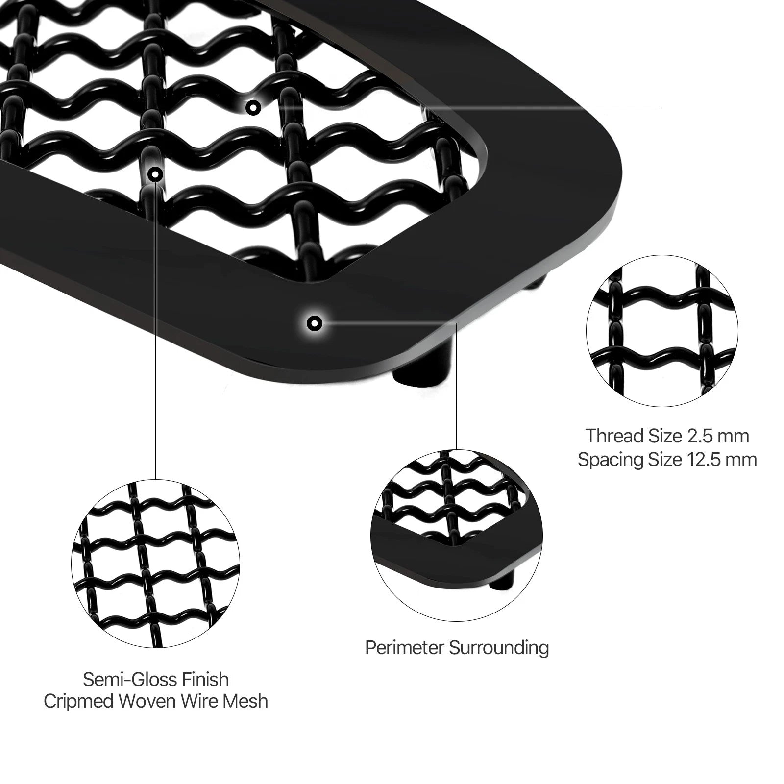 Stainless Black Mesh Grille Insert for Ram 1500 (2019-2024)