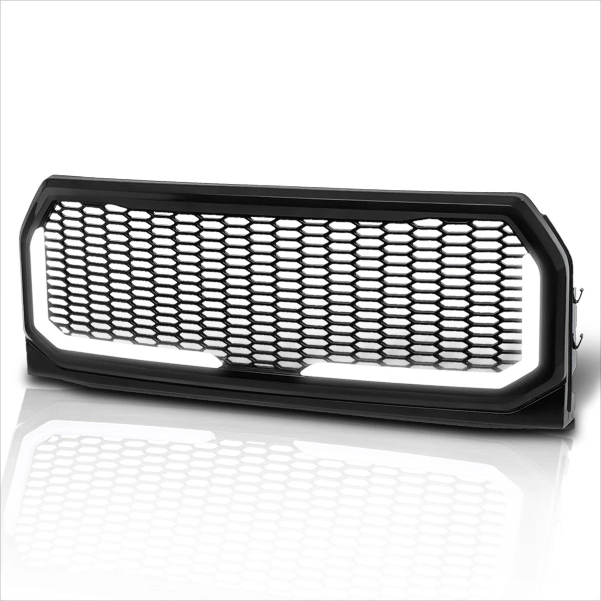 Honeycomb Mesh ABS Front Bumper Grille Frame w/LED Light Bar for Ford F150 (2015–2017)