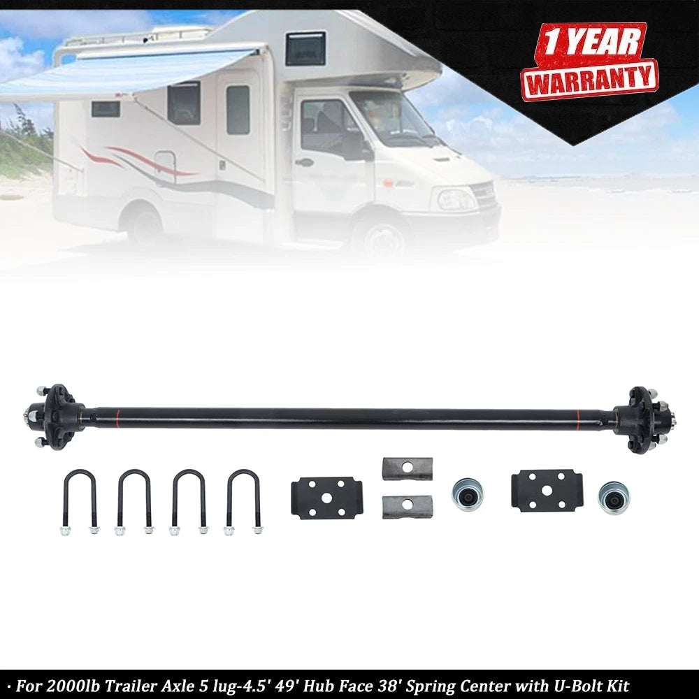 2000lb Trailer Axle for 5 Lug Trailers (Year Range Not Specified)