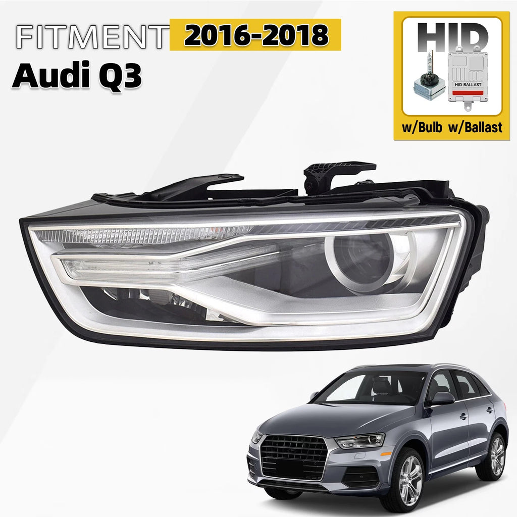 Xenon Headlight Assembly for Audi Q3 (2016–2018) Left Side with Bulb & Ballast