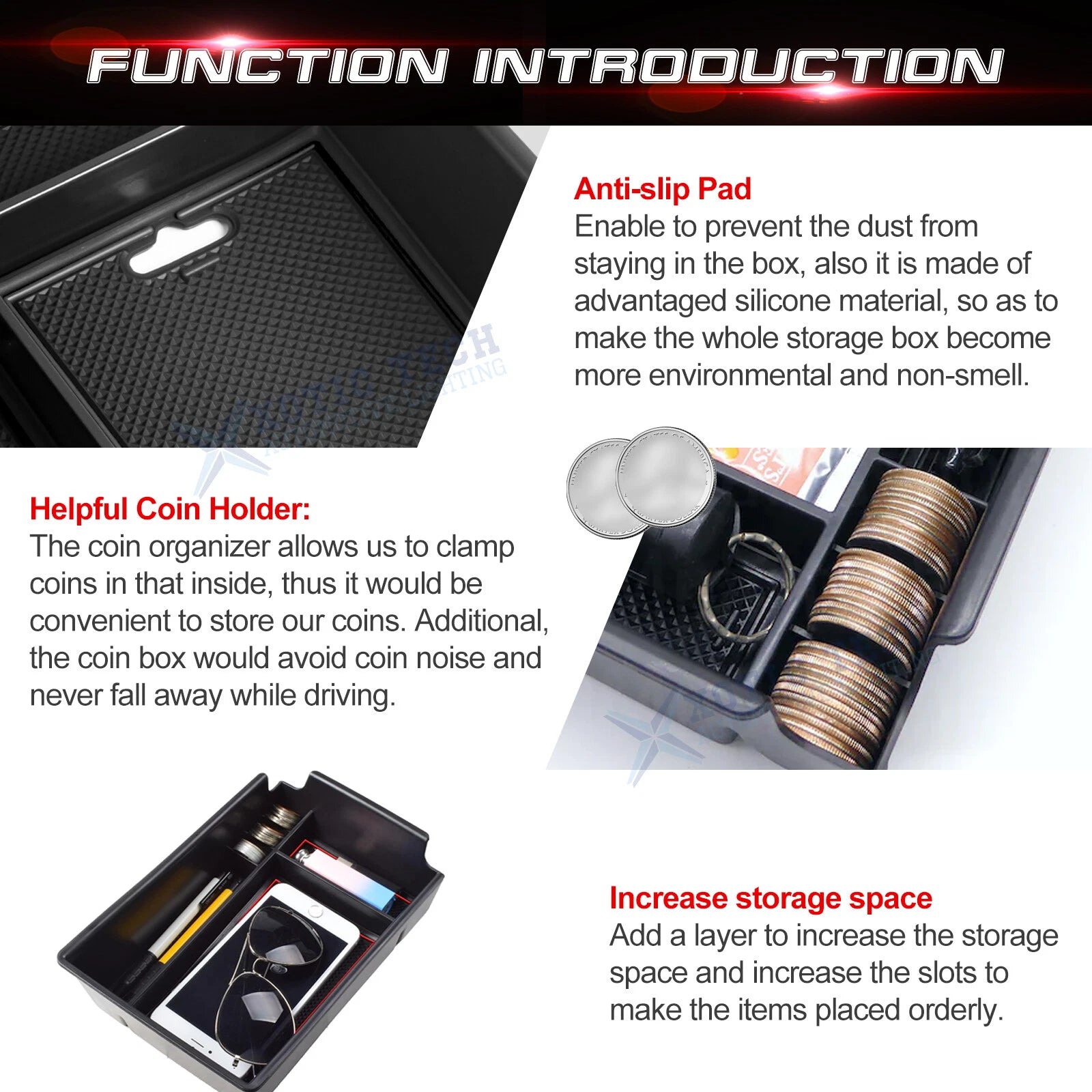Armrest Storage Coin Box Container for Hyundai Sonata N-Line/Limited (2020-2023)