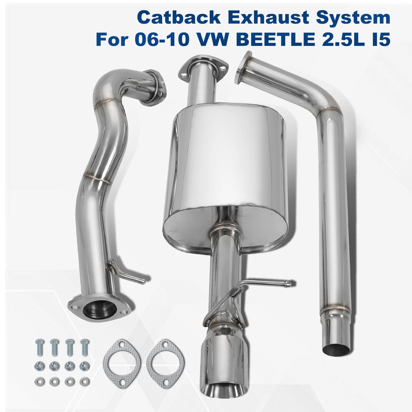 3.5" Oval Muffler Round Tip Catback Exhaust Pipe for VW Beetle (2006–2010)