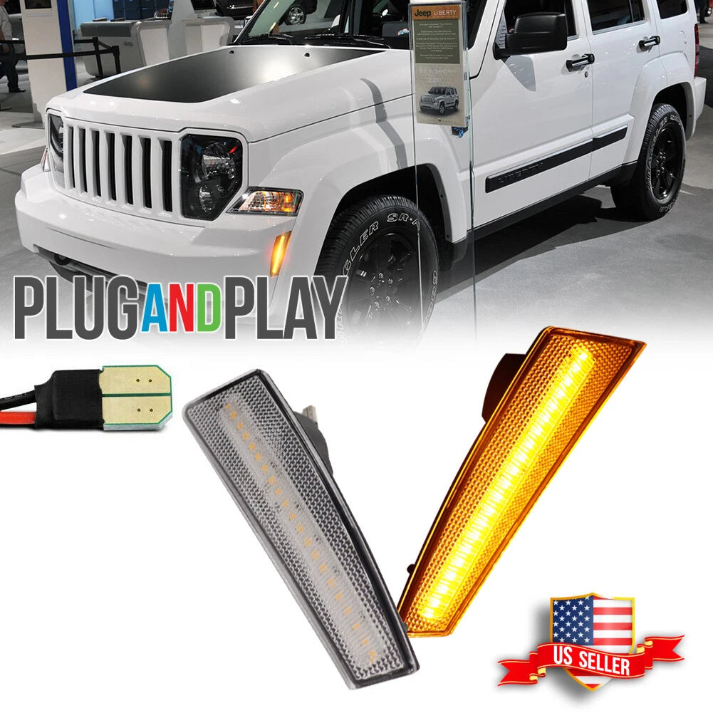 Clear Lens Amber LED Side Marker Lights for Jeep Liberty (2008–2012)