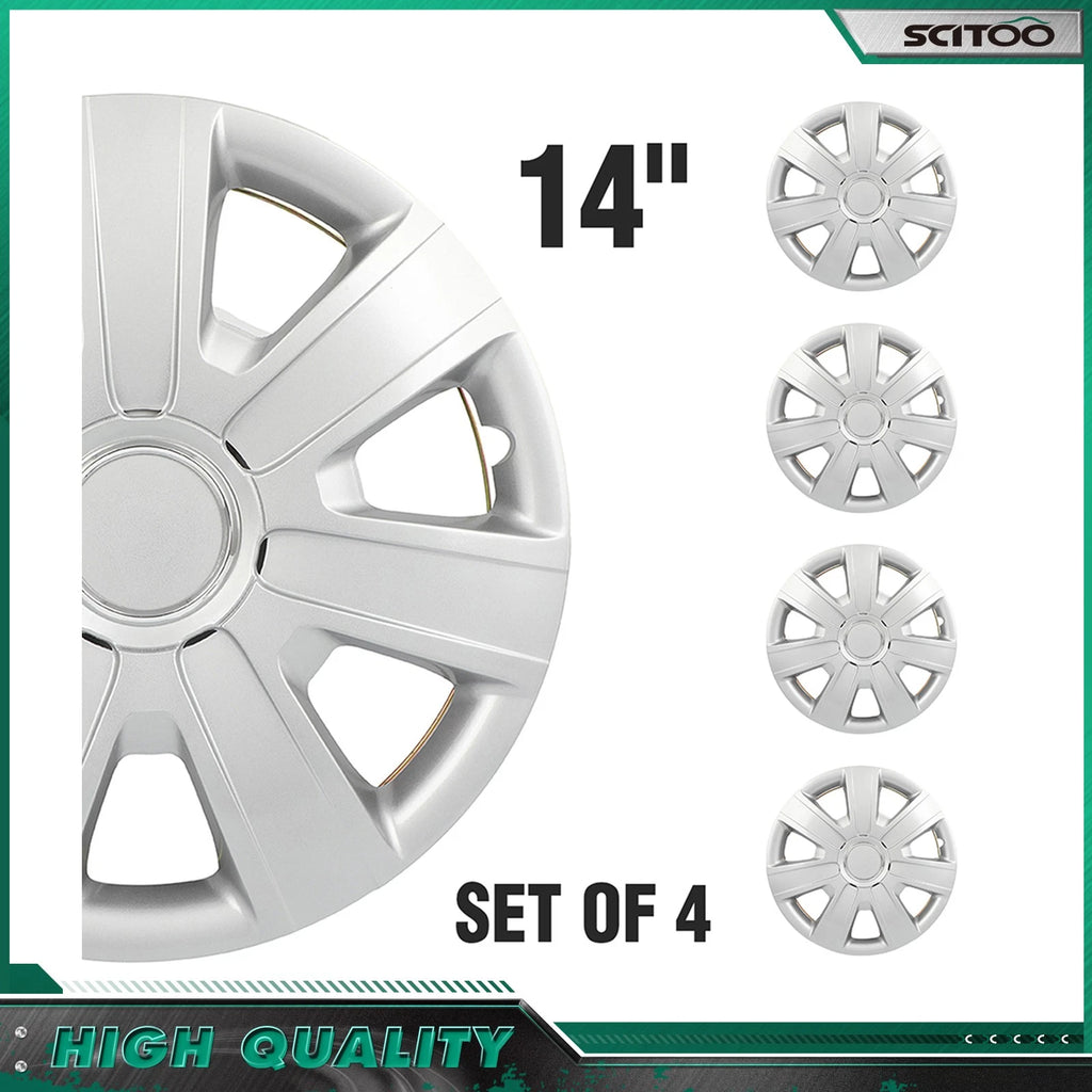 Set of 4 Hub Caps for R14 Tire & Rim (14") Silver