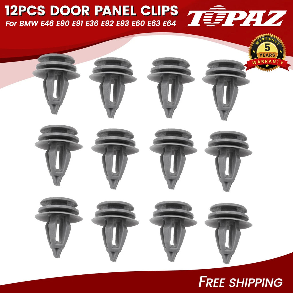 12PCS Door Panel Clips for BMW E46 E90 E91 E36 E92 E93 E60 E63 E64 (1998–2013)