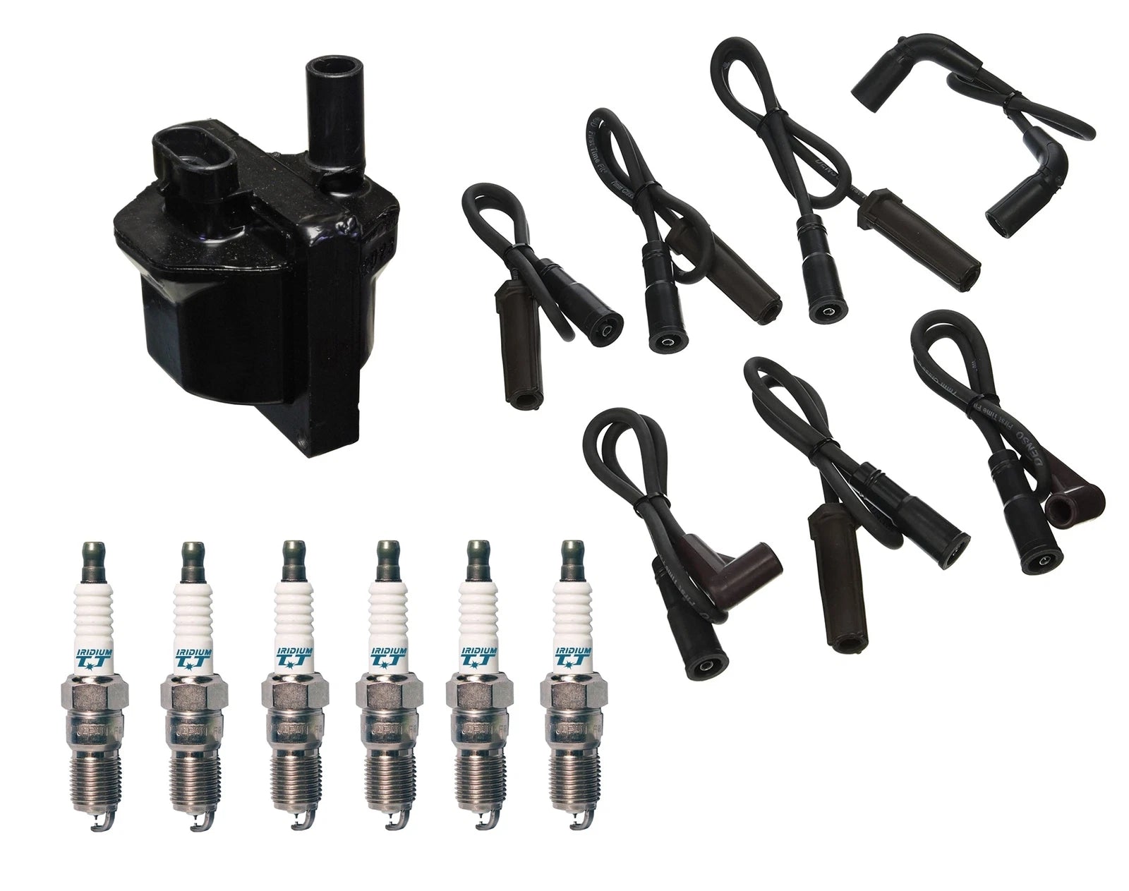 Denso Ignition Coil & Wire Set 6 Iridium TT Spark Plug Kit for Chevy GMC (1996–2002)