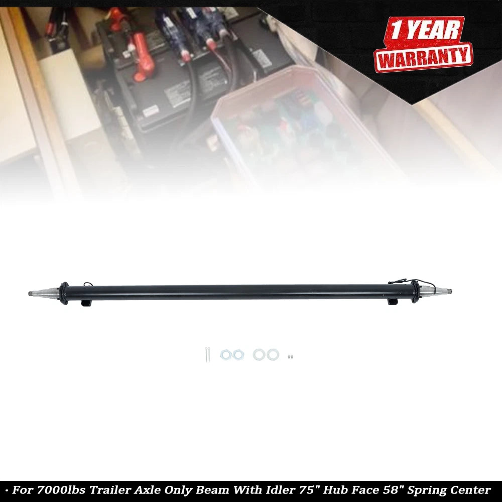 7000lbs Trailer Axle Beam with Idler for Trailer (75" Hub Face, 58" Spring Center)
