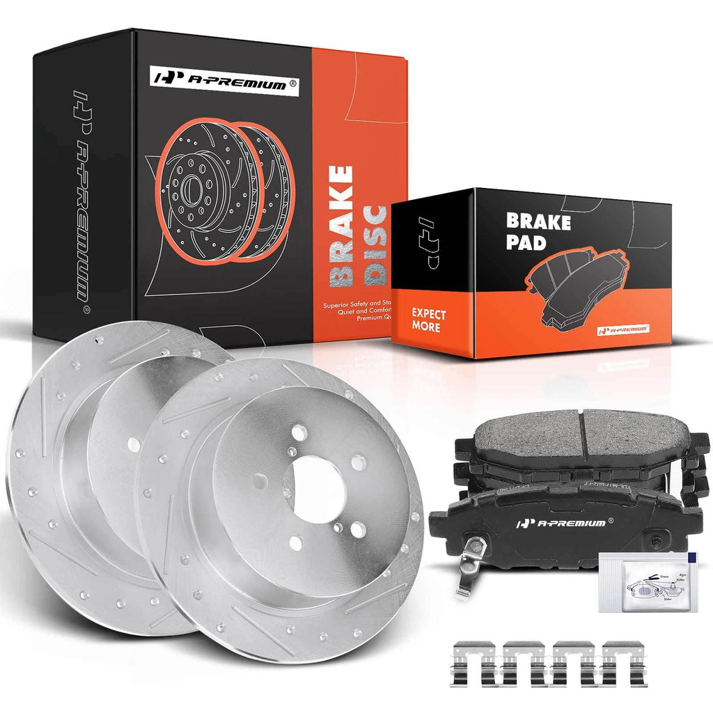 Rear Drilled Brake Rotors & Ceramic Pads for Subaru Outback (2005–2009)