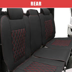 Set of 3 Rear Seat Covers for Dodge Ram  Black Red