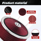 14" Red Round Deep Dish Air Cleaner Kit for Universal Vehicles