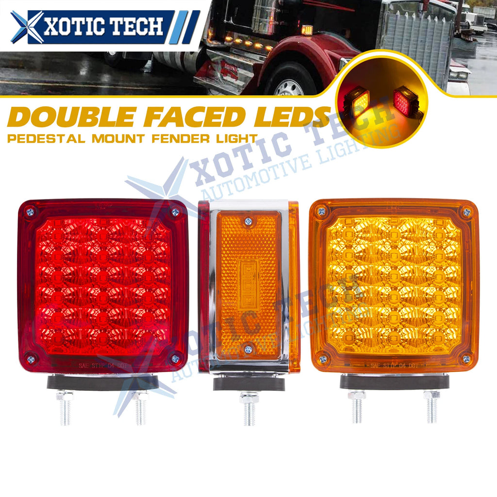 2pc Amber Red 39 LED Double Face Stud Mount Fender Stop Turn Tail Light for 2020–2024