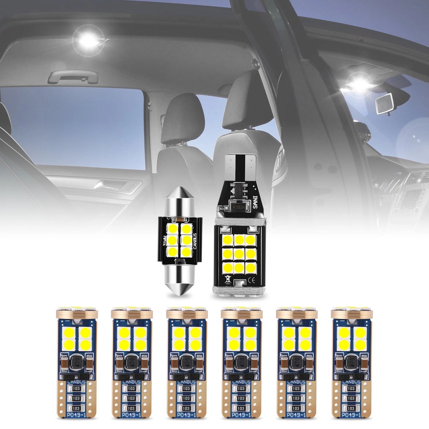 Set of 8 Interior Courtesy License Plate Light Bulbs for Toyota Highlander (2014–2019)
