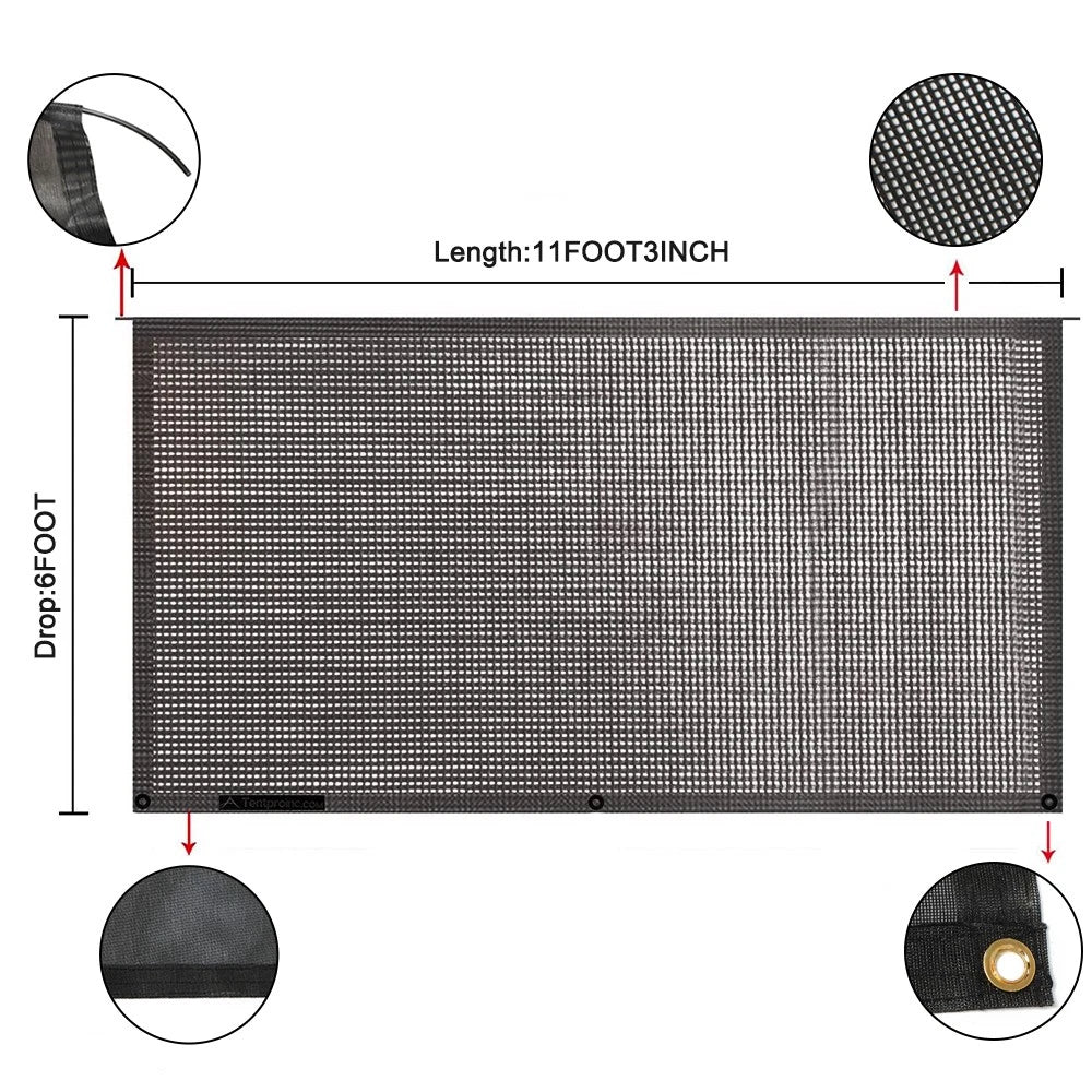 RV Awning Sun Shade Screen for Trailer (6' x 11'3")