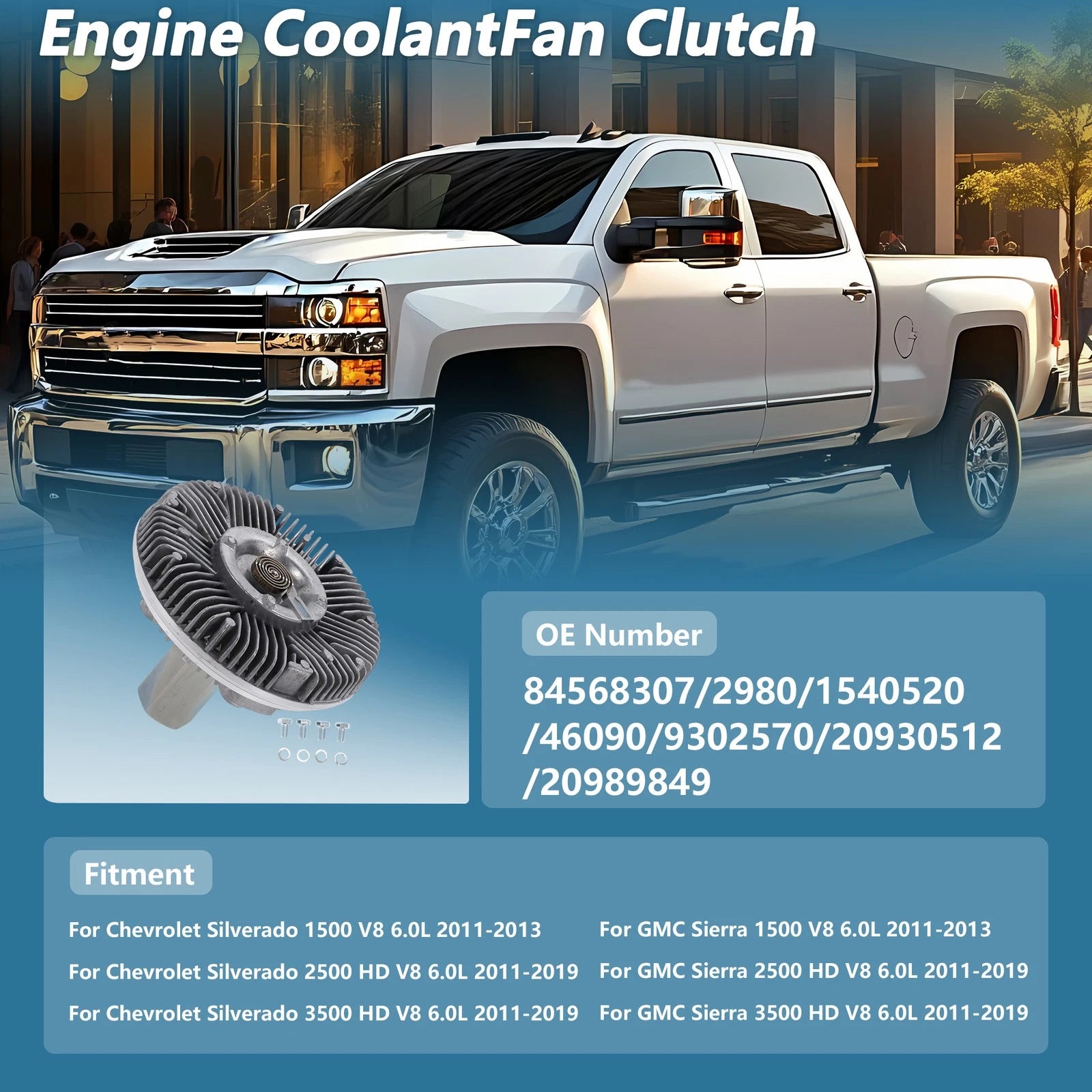 Engine Cooling Fan Clutch for Chevrolet Silverado 1500 V8 6.0L (2011–2013) No. 84568307