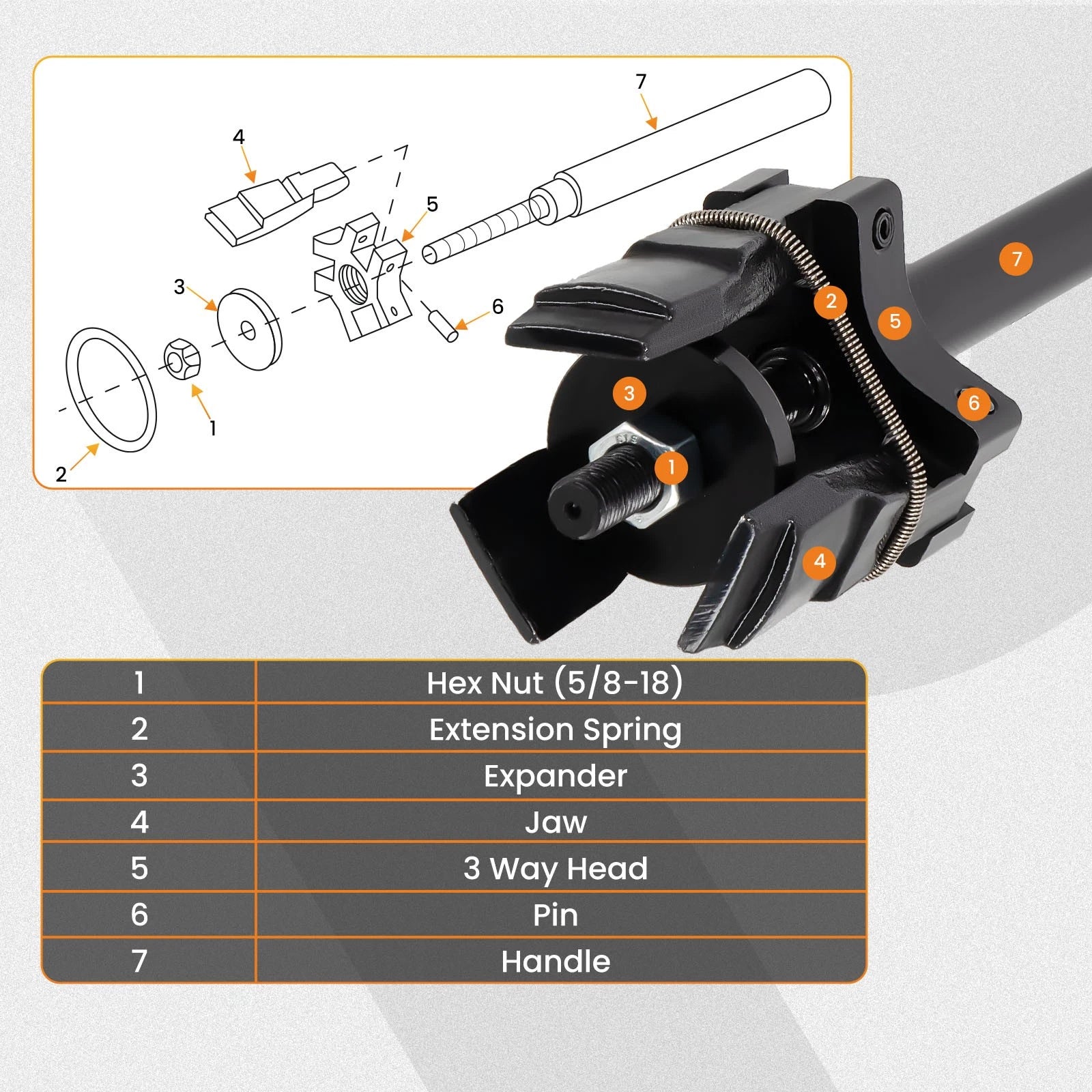 Bearing Cup Installer for 3-5/8" to 6-1/2" OD (5-25 Tons)