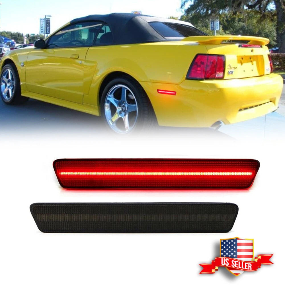 2Pcs Smoked Lens Rear LED Bumper Side Marker Lights for Ford Mustang (1999–2004)