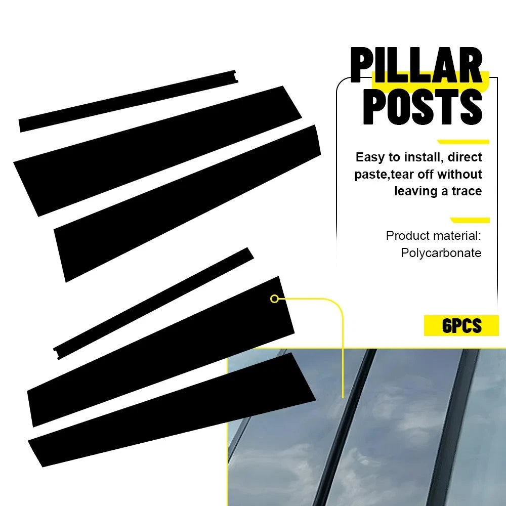 Gloss Black Door Side Window Pillar Posts Cover Trim for Chevy Equinox (2018–2024)