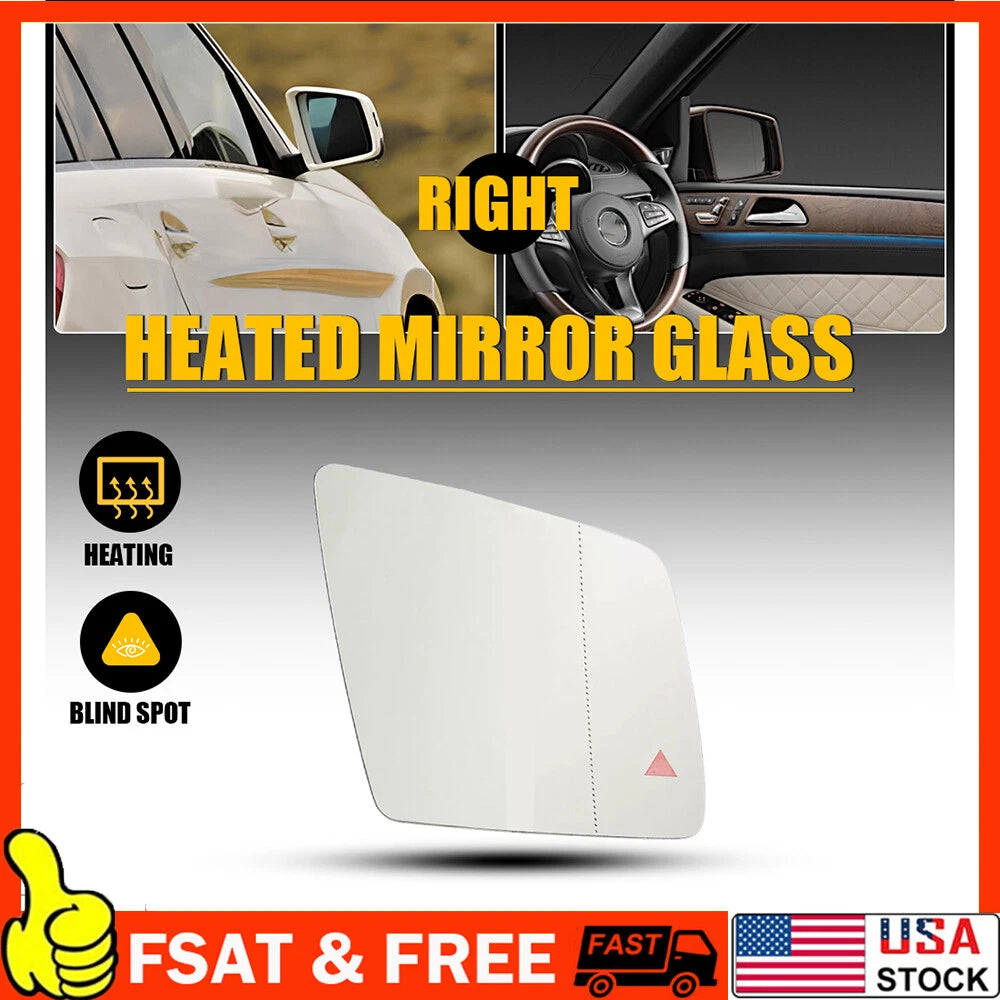 Passenger Side Mirror Glass with Heat & Blind Spot for Mercedes W166 (2012â2019)